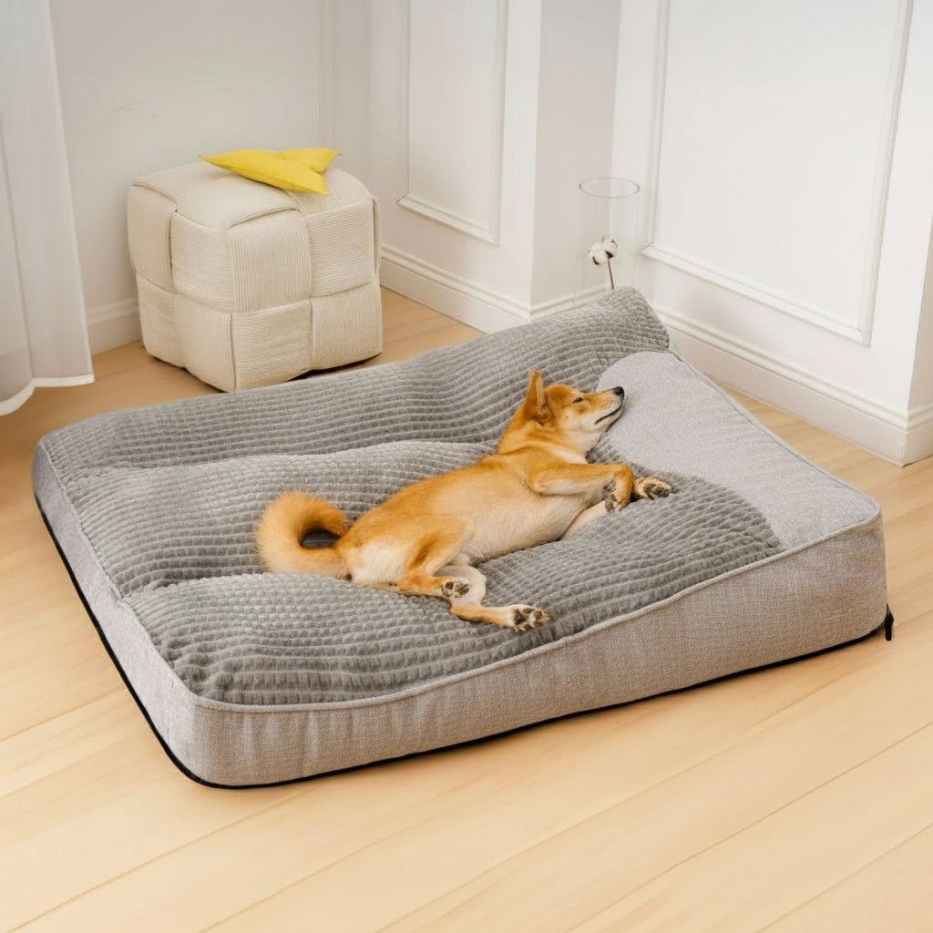 HUGBED – Grande letto per cani resistente ai graffi con supporto ortopedico per la colonna vertebrale