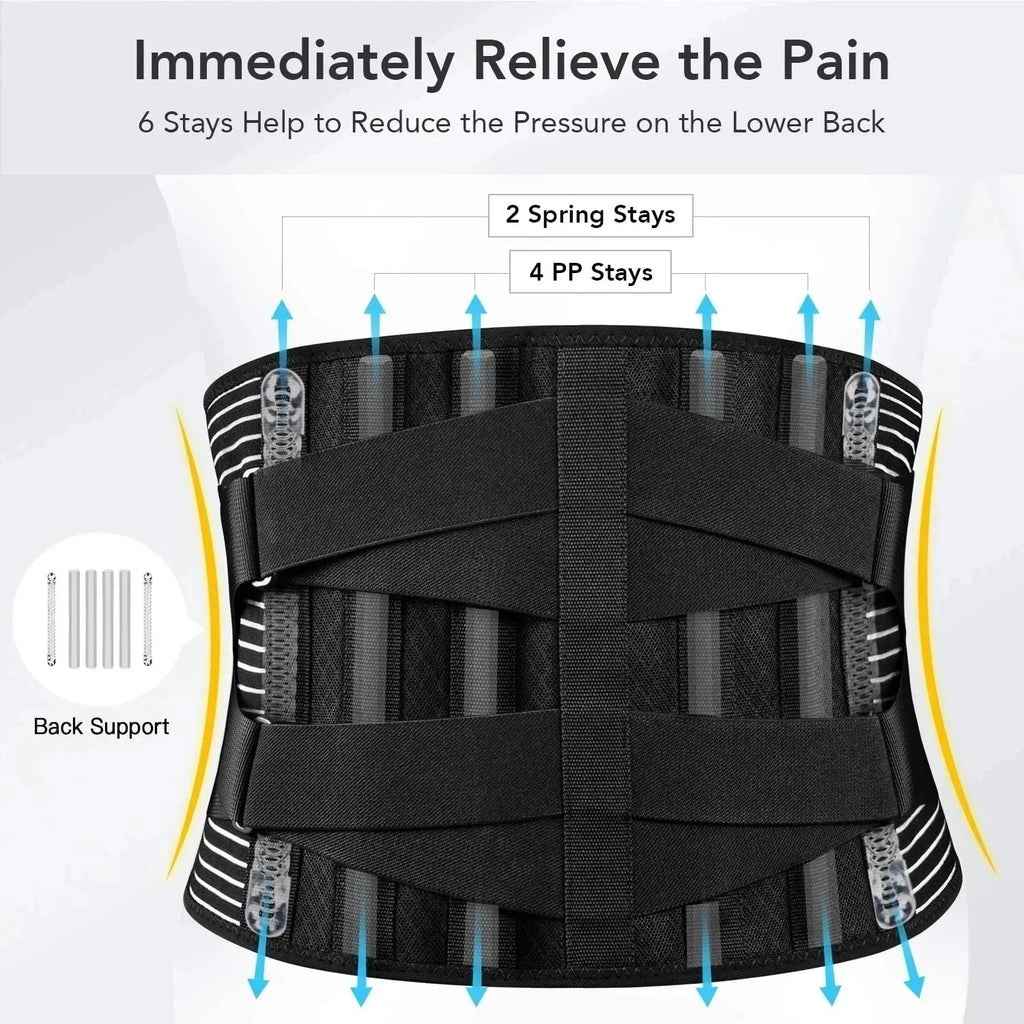Cintura di supporto per la schiena OrthoFlexa | Supporto lombare a 360° con alluminio memory e molle in acciaio | Traspirante e invisibile sotto i vestiti
