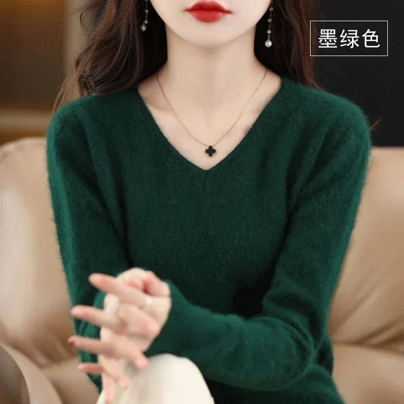 Maglione V in Cashmere Puro LunaWeave Con Vestibilità Slim Per Donne