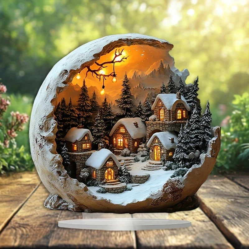 Decorazione Natalizia Lunavia | Stile Boho | Figura Decorativa in Acrilico | 23x20 cm