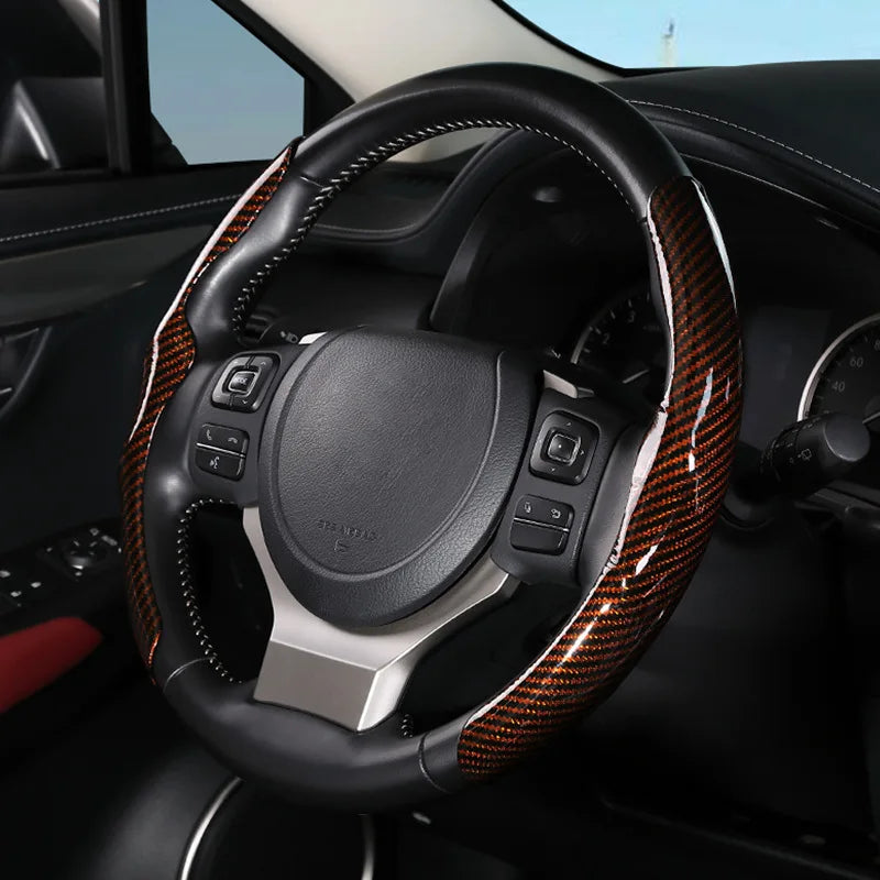 SteerMax | Copertura per volante antiscivolo | Elegante finitura in carbonio | Universale