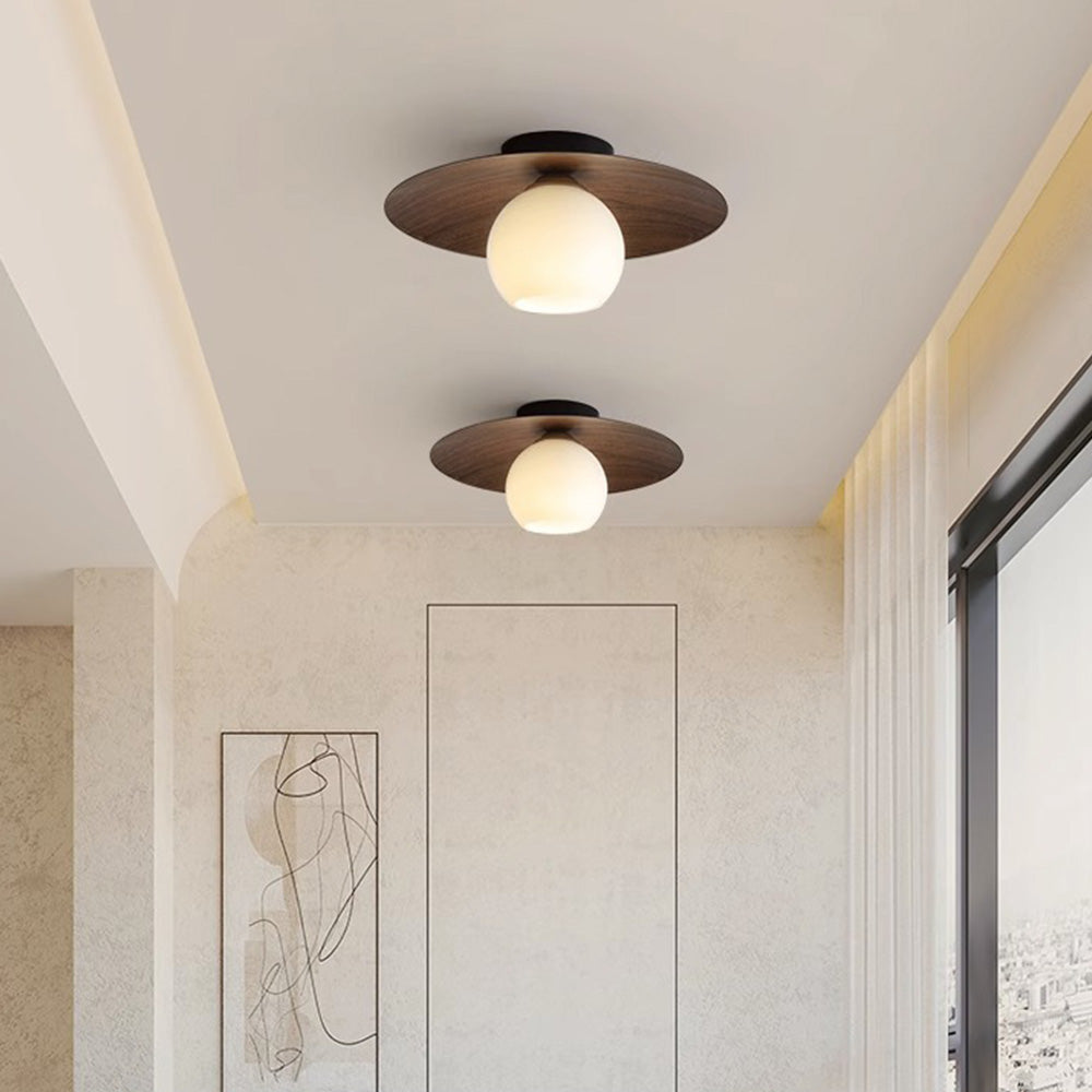 Lampada da soffitto Sareno – Struttura in ferro – Vetro – Ø 35 cm – Design moderno per il soggiorno