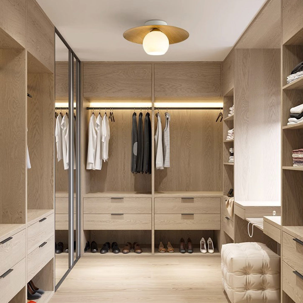 Lampada da soffitto Sareno – Struttura in ferro – Vetro – Ø 35 cm – Design moderno per il soggiorno