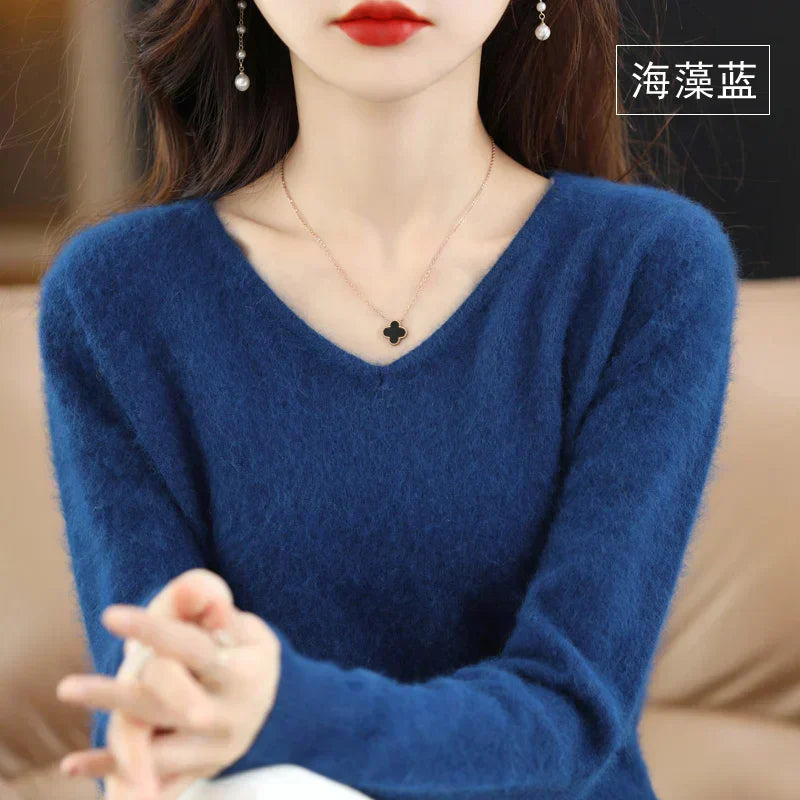 Maglione V in Cashmere Puro LunaWeave Con Vestibilità Slim Per Donne
