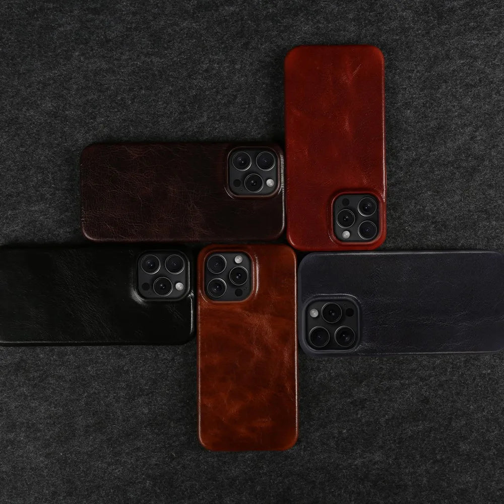 Custodia per iPhone Crownline in Pelle di Vacca Artigianale