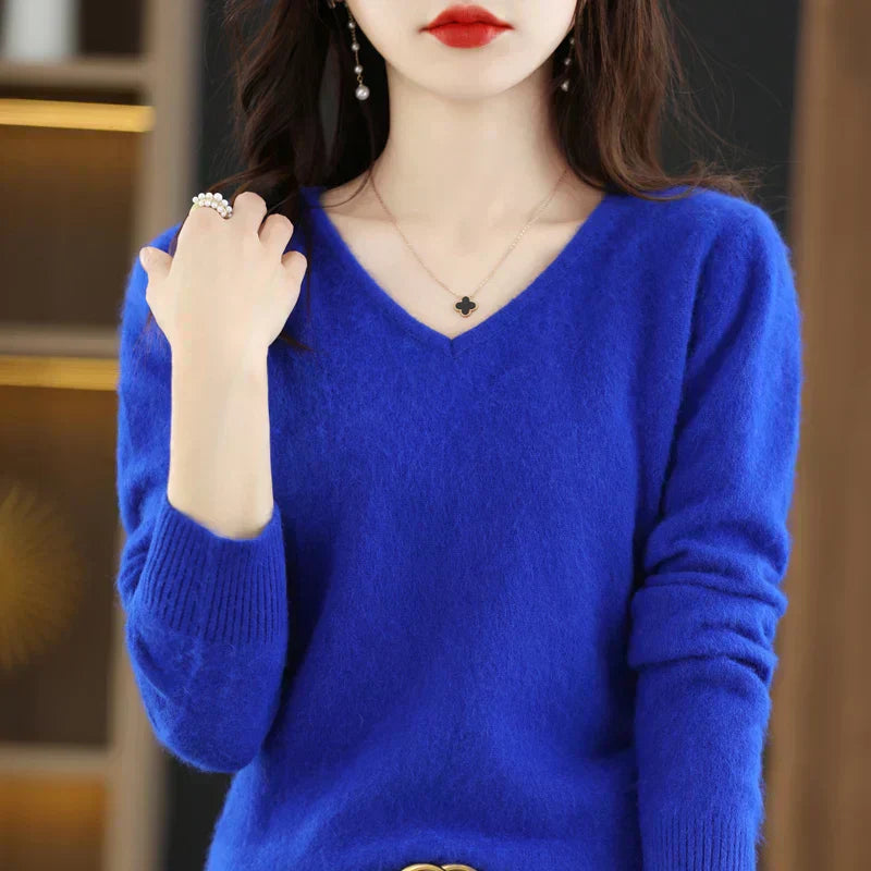 Maglione V in Cashmere Puro LunaWeave Con Vestibilità Slim Per Donne
