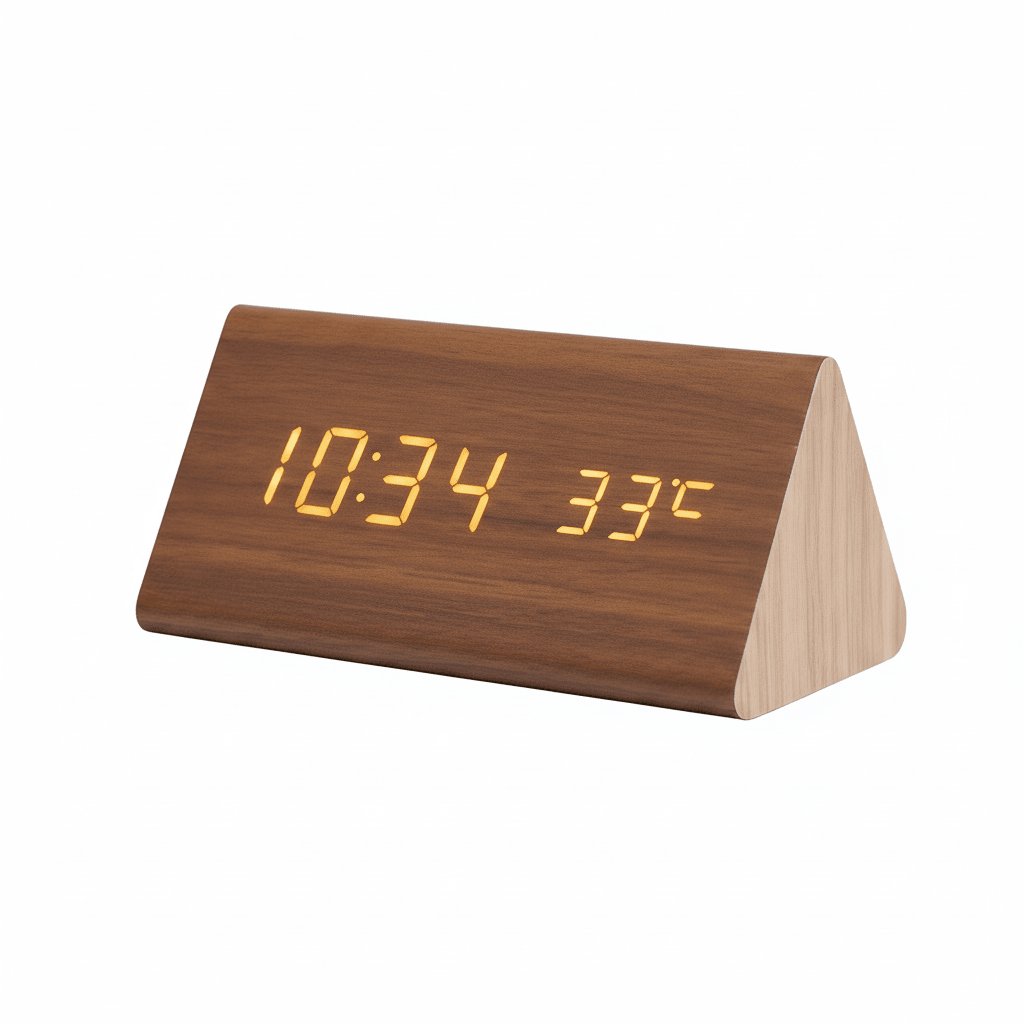 WOODSENSE – Orologio in legno LED con controllo vocale per un'elegante visualizzazione del tempo