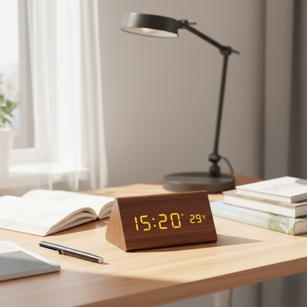 WOODSENSE – Orologio in legno LED con controllo vocale per un'elegante visualizzazione del tempo