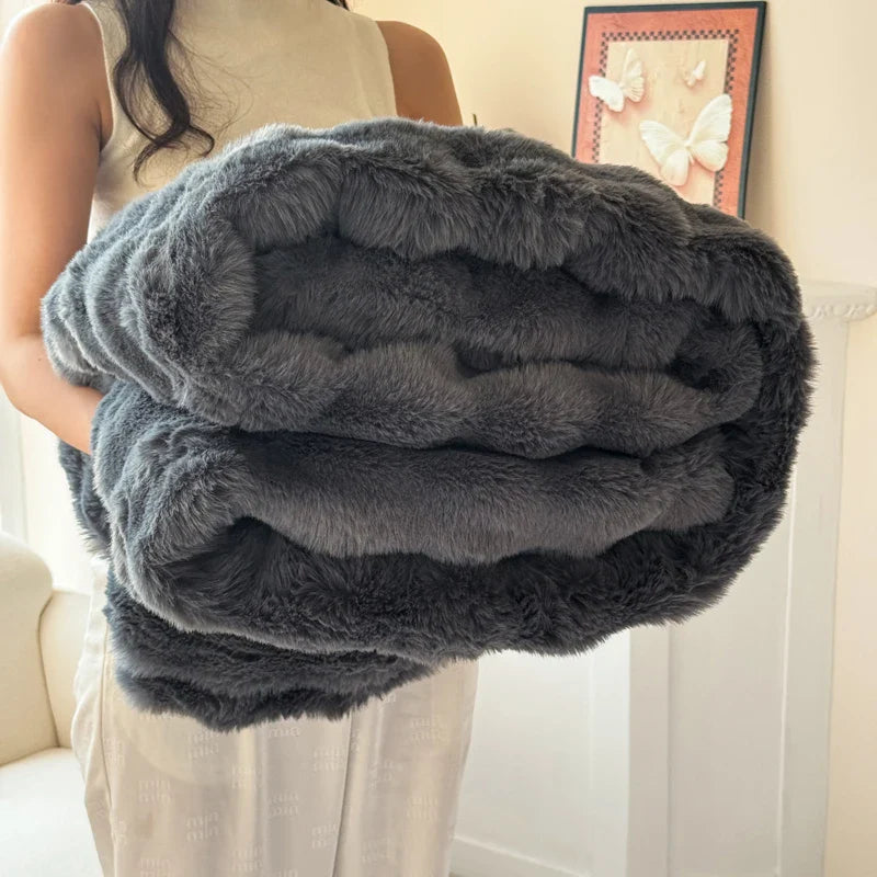 Coperta Morbida CosyLuxe | Doppio Strato & Extra Spessa | Morbido Imitazione Pelliccia di Coniglio | Versatile & Facile da Pulire