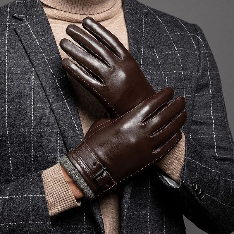 Guanti in Pelle con Polsini in Cashmere per il Freddo Inverno