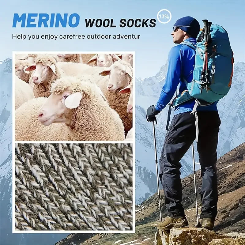 Calze in Merino AlpTherm | 5 Paia | Extra Spesse & Calde | Per Escursioni & Inverno | Unisex 38–46