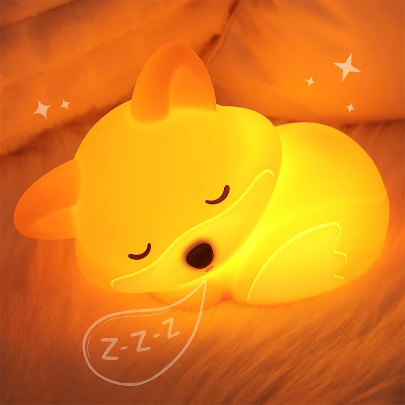 Luce notturna Fuchs in silicone | Ricaricabile, dimmerabile e con timer | Dolce idea regalo per bambini e adulti