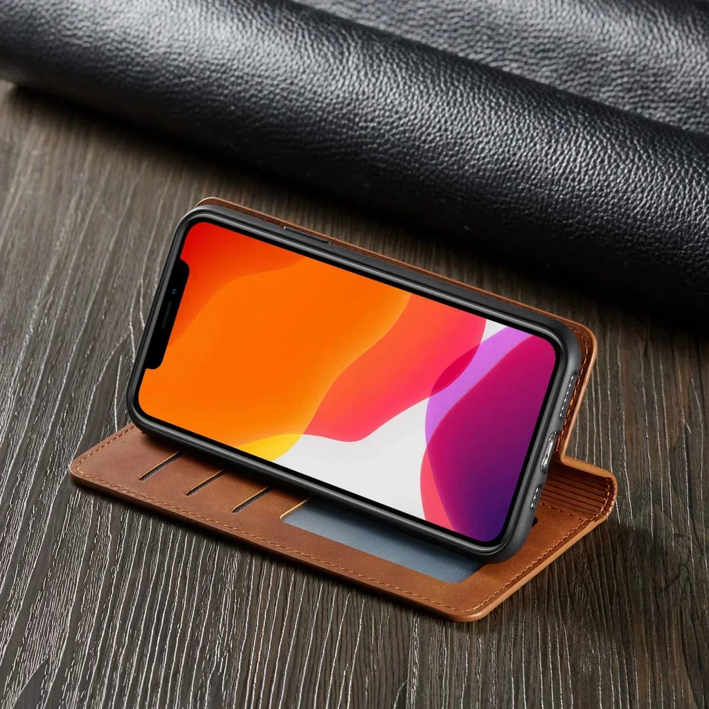 Brehn | Custodia per iPhone: Borsa in pelle magnetica per una protezione elegante