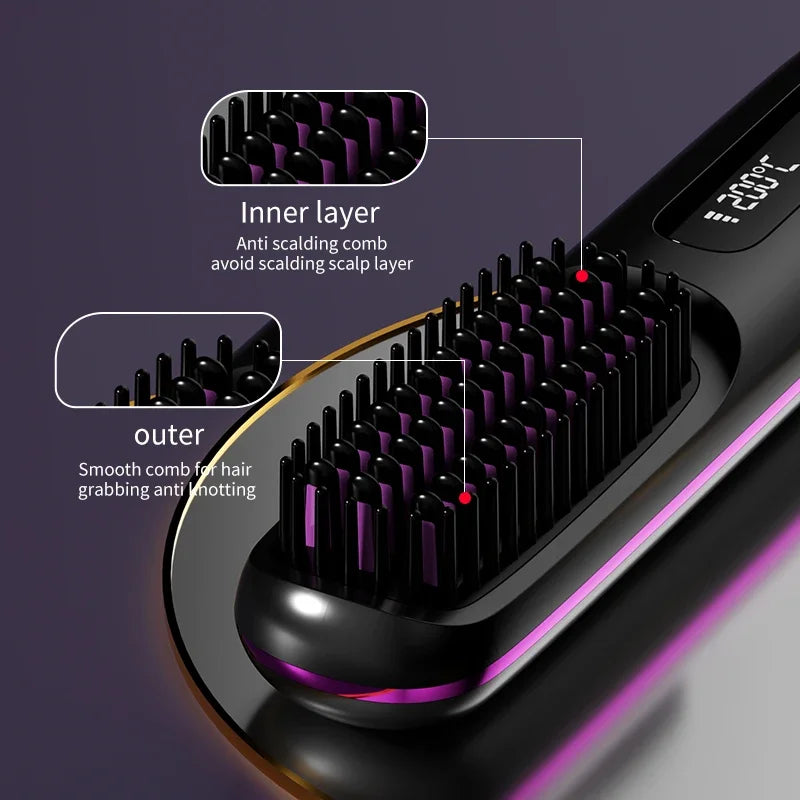 Glissara | Piastra per capelli senza fili | Funzione di ricarica USB e display LCD | Tecnologia in ceramica e ioni