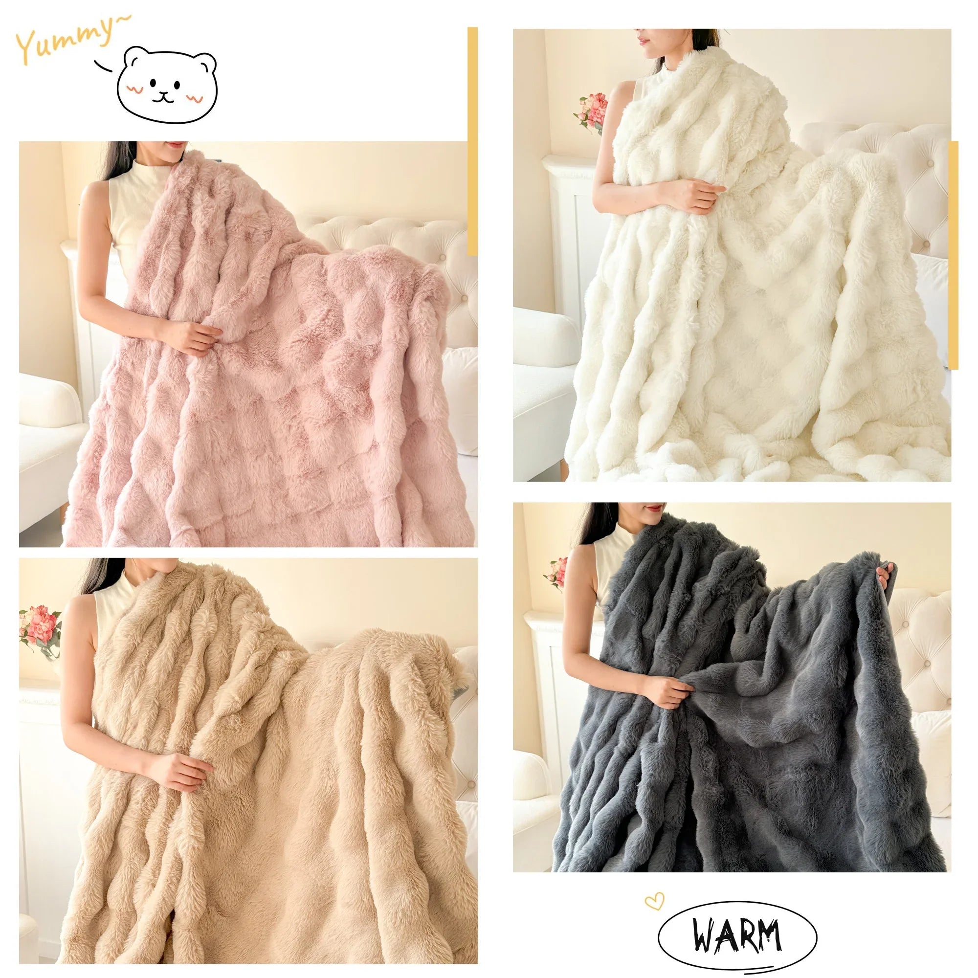 Coperta Morbida CosyLuxe | Doppio Strato & Extra Spessa | Morbido Imitazione Pelliccia di Coniglio | Versatile & Facile da Pulire