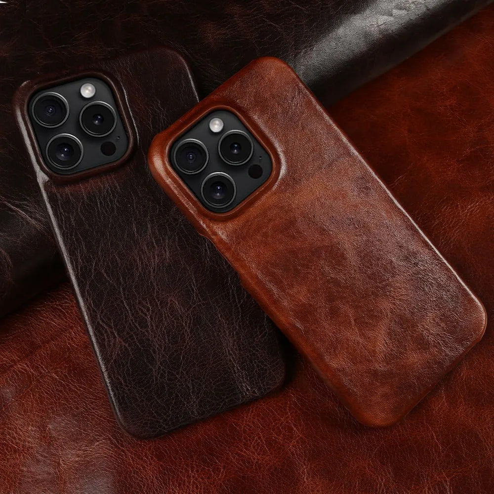 Custodia per iPhone Crownline in Pelle di Vacca Artigianale