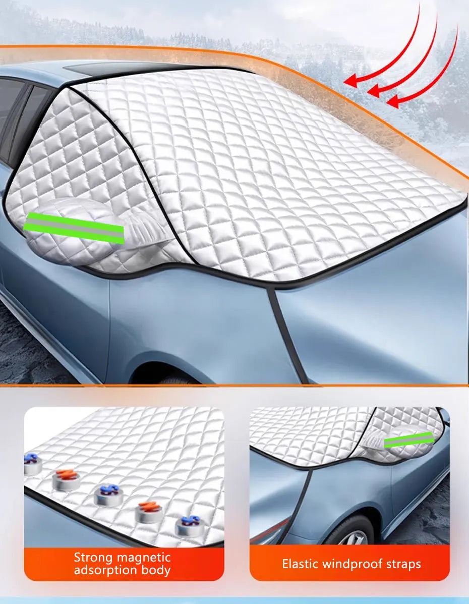 FrostGuard Pro | Copertura per Parabrezza a 5 Strati | Magnetica e Resistente al Vento | Protezione Completa dal Ghiaccio