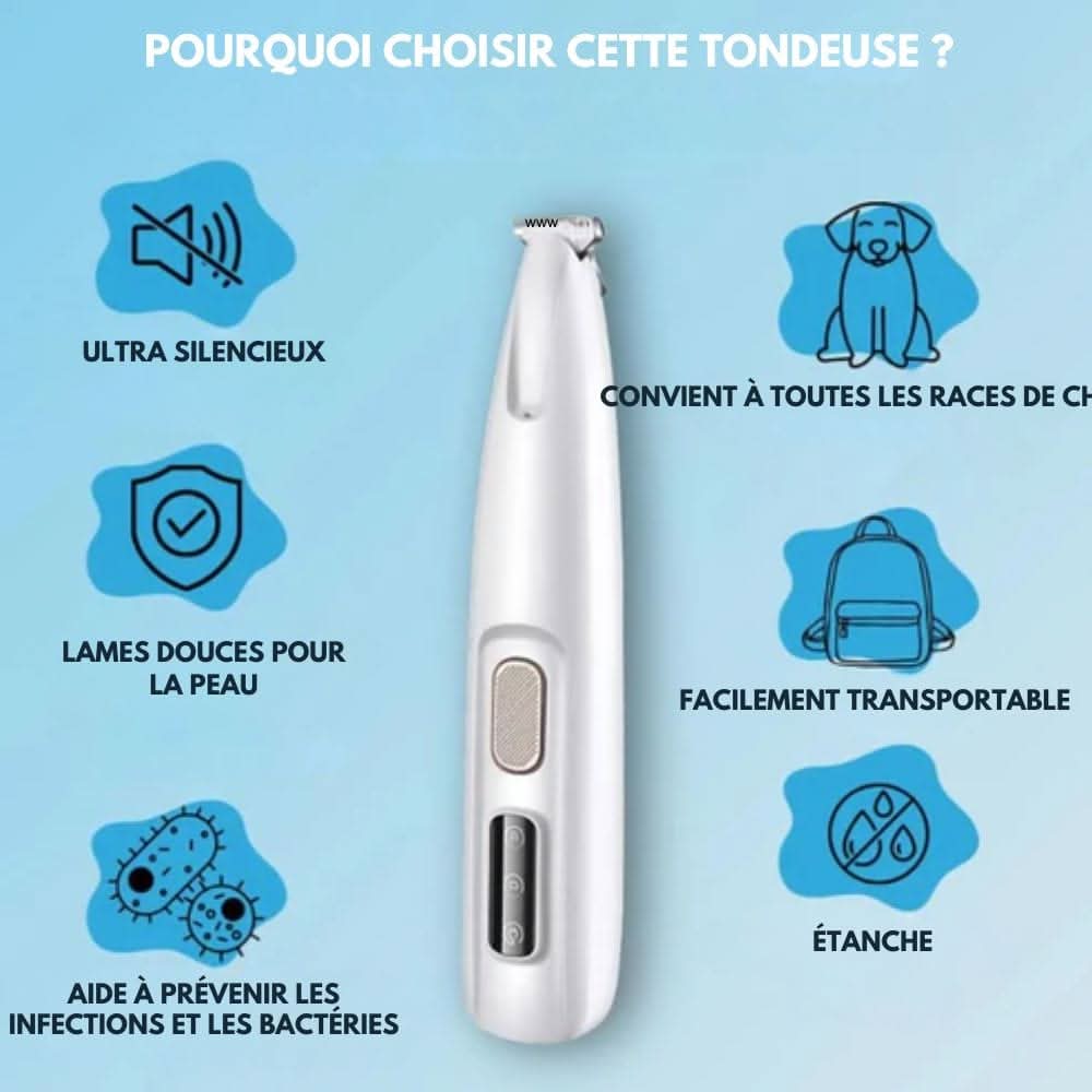 SilentPet Trimmer – Tagliacapelli silenzioso per aree sensibili di cani e gatti