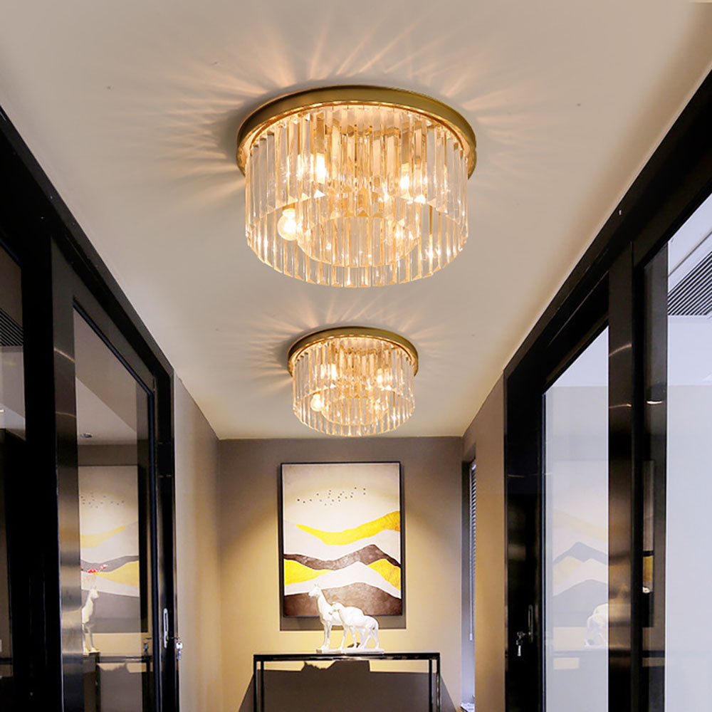 Lampada da soffitto Silion – Ferro dorato – Cristallo – Ø 40 cm – Stile elegante