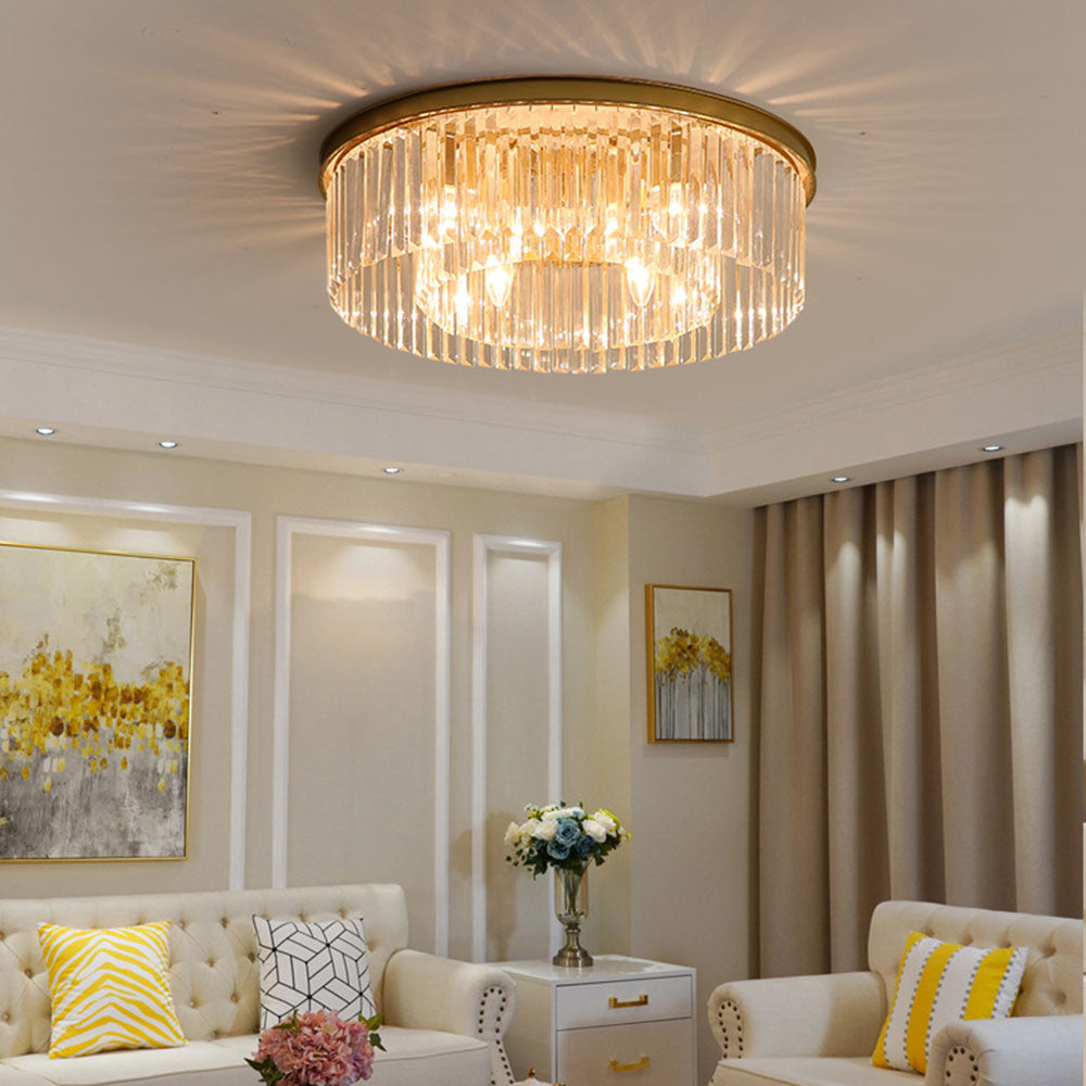 Lampada da soffitto Silion – Ferro dorato – Cristallo – Ø 40 cm – Stile elegante