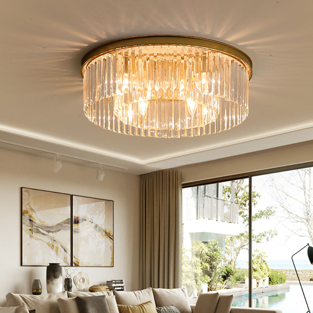 Lampada da soffitto Silion – Ferro dorato – Cristallo – Ø 40 cm – Stile elegante