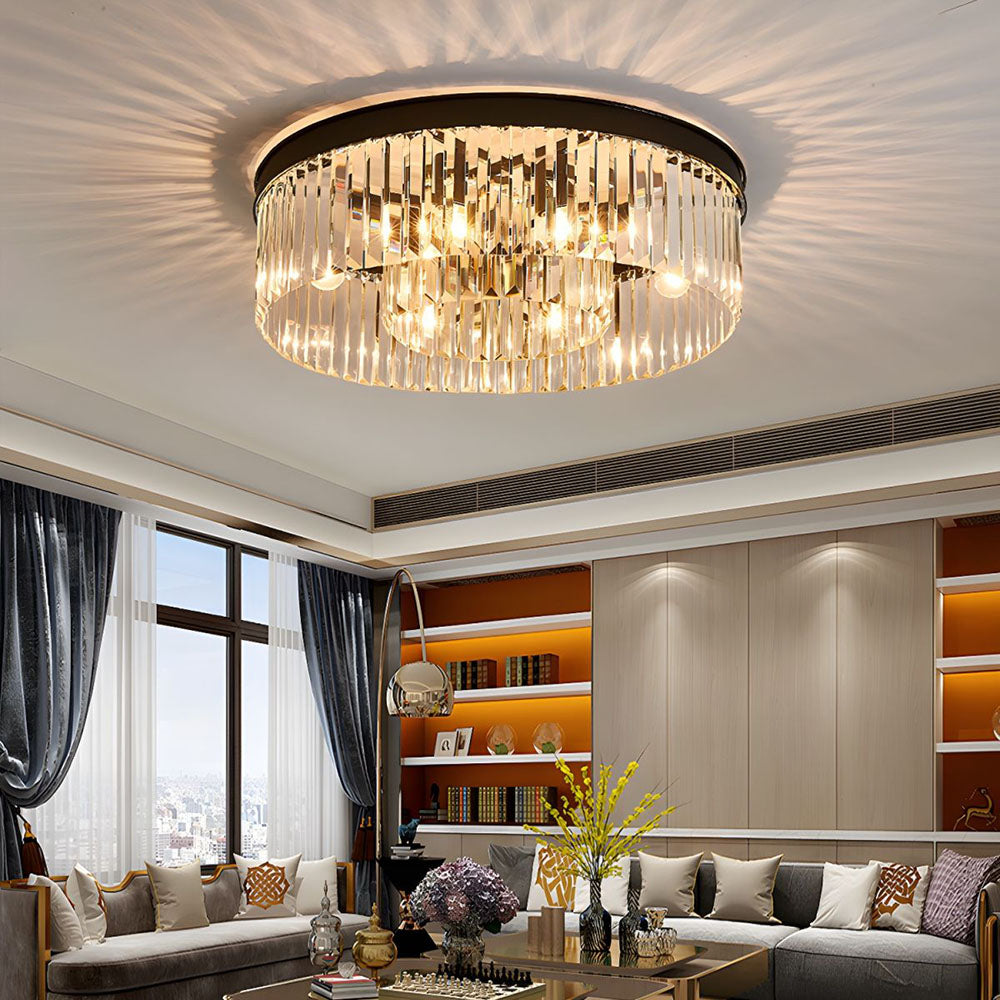 Lampada da soffitto Silion – Ferro dorato – Cristallo – Ø 40 cm – Stile elegante
