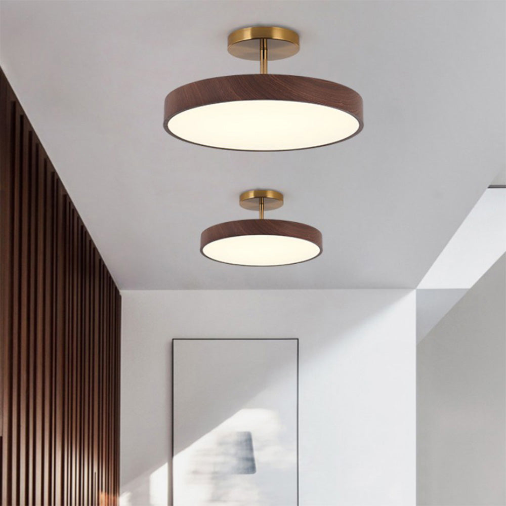 Sinton Lampada da soffitto – Ferro – Aspetto legno/Oro – Ø40/Ø50 cm – Design elegante per il soggiorno
