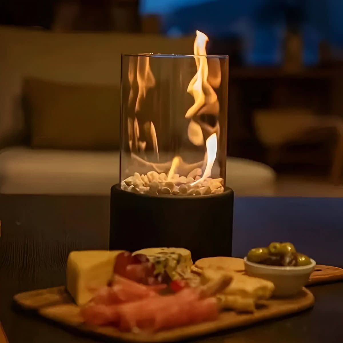 SLEEKFLAME – Camino da tavolo senza fumi per un utilizzo elegante all'interno e all'esterno