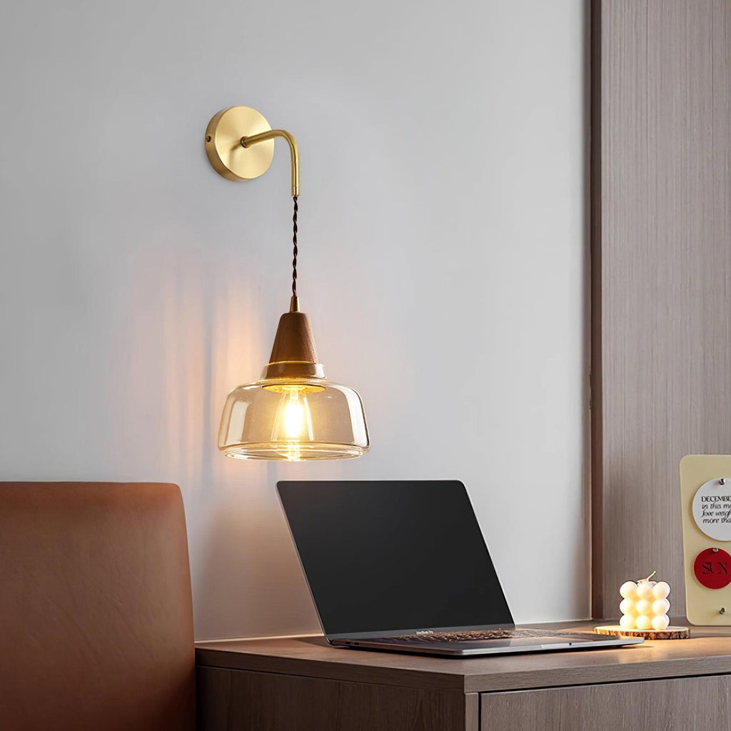 Lampada da parete Solivo – Ottone e vetro – Naturale – 16×16 cm – Dimmerabile