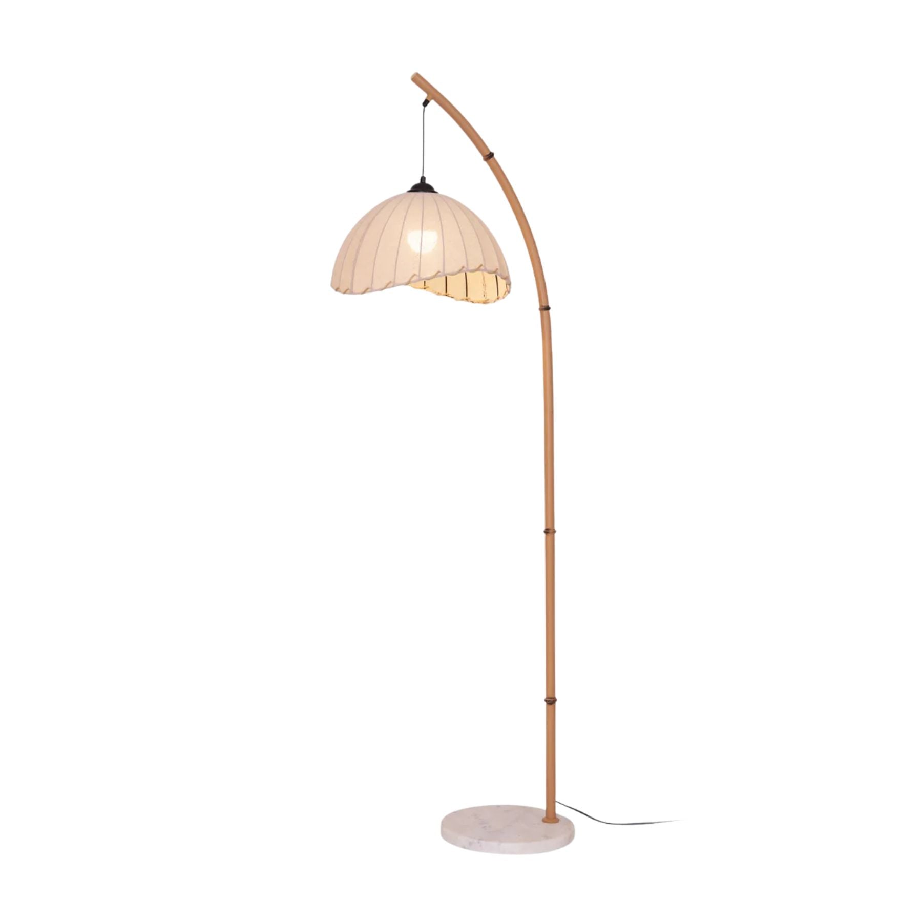 Lampada da terra Juremi – Bambù & Lino – Beige – 160 cm – Design scandinavo per soggiorno & illuminazione d'atmosfera