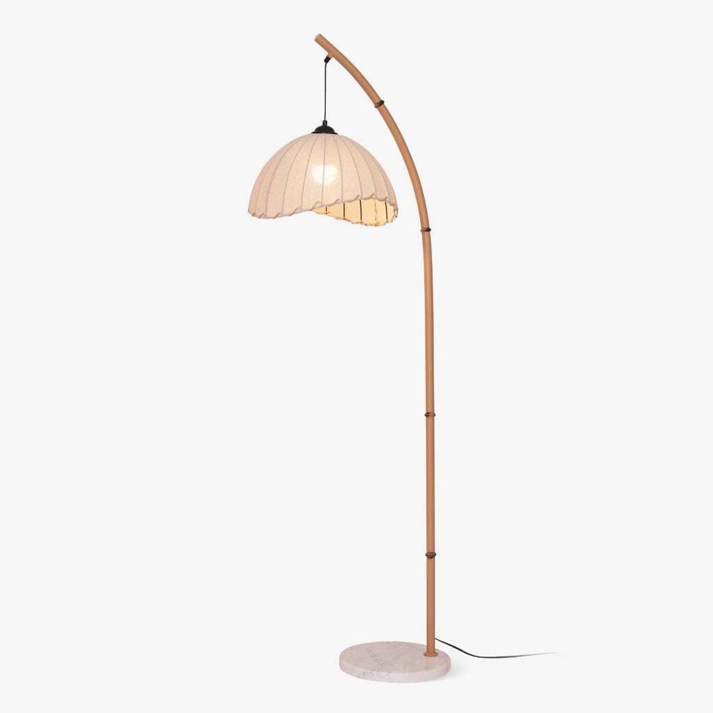 Lampada da terra Juremi – Bambù & Lino – Beige – 160 cm – Design scandinavo per soggiorno & illuminazione d'atmosfera