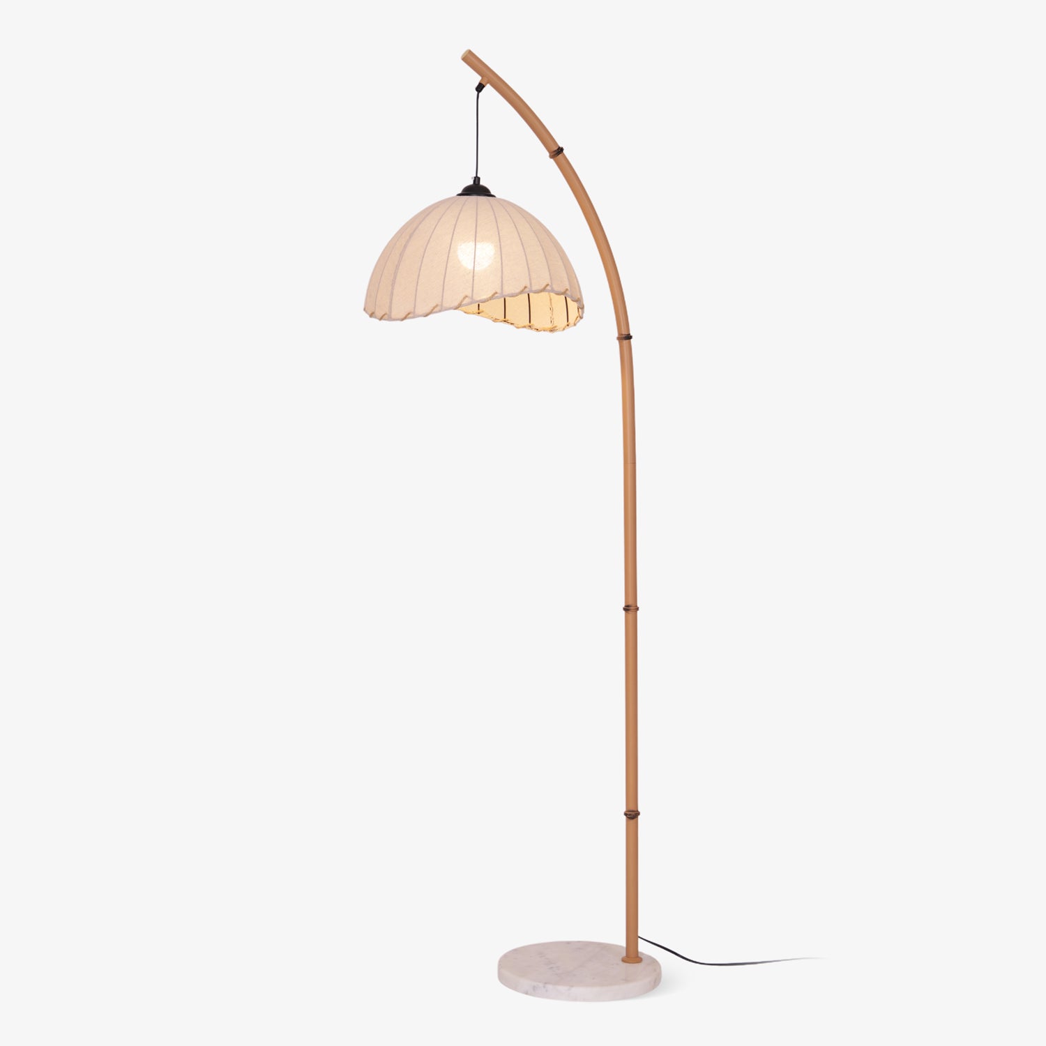 Lampada da terra Juremi – Bambù & Lino – Beige – 160 cm – Design scandinavo per soggiorno & illuminazione d'atmosfera