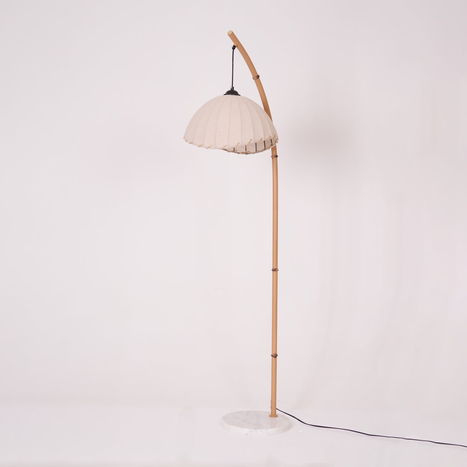 Lampada da terra Juremi – Bambù & Lino – Beige – 160 cm – Design scandinavo per soggiorno & illuminazione d'atmosfera