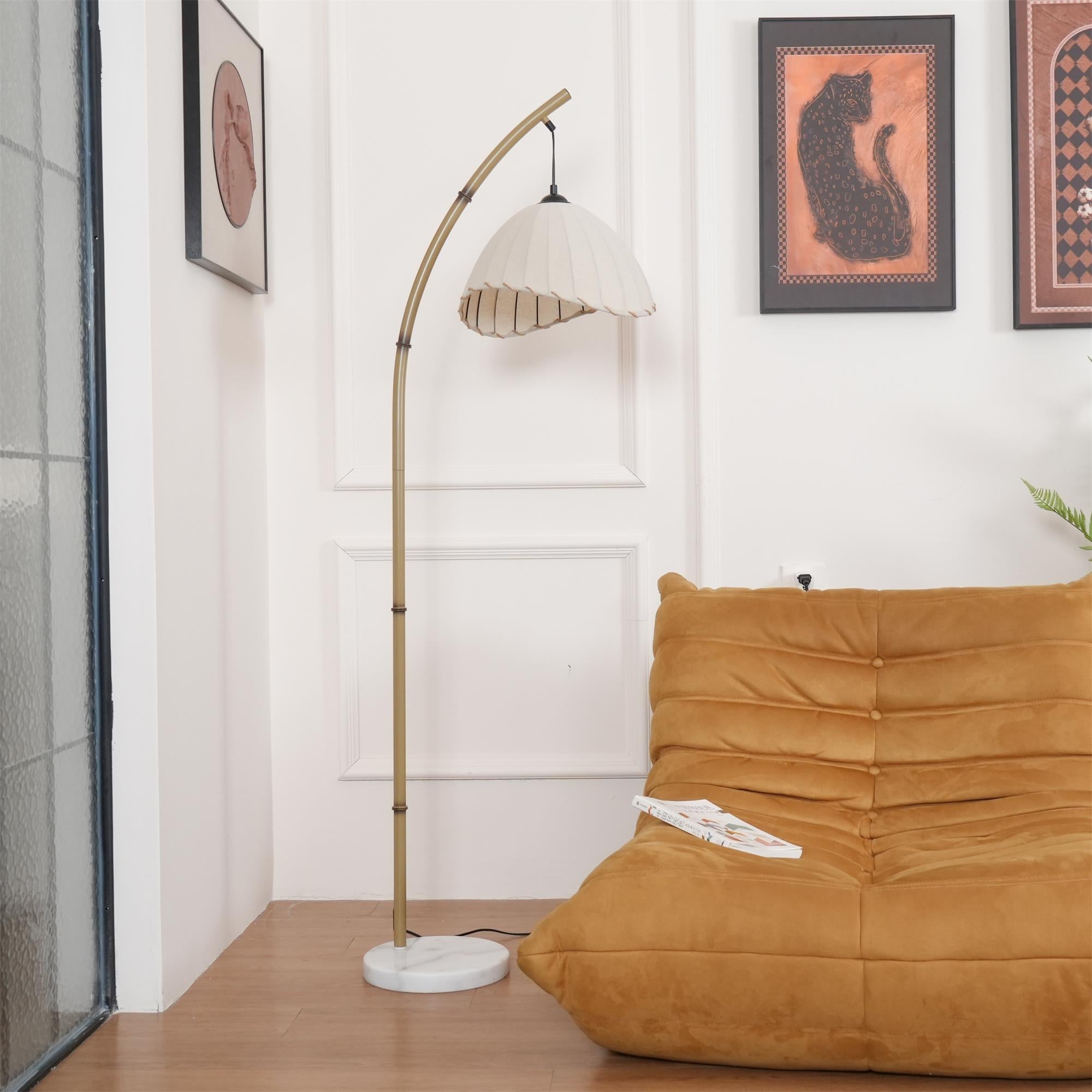 Lampada da terra Juremi – Bambù & Lino – Beige – 160 cm – Design scandinavo per soggiorno & illuminazione d'atmosfera