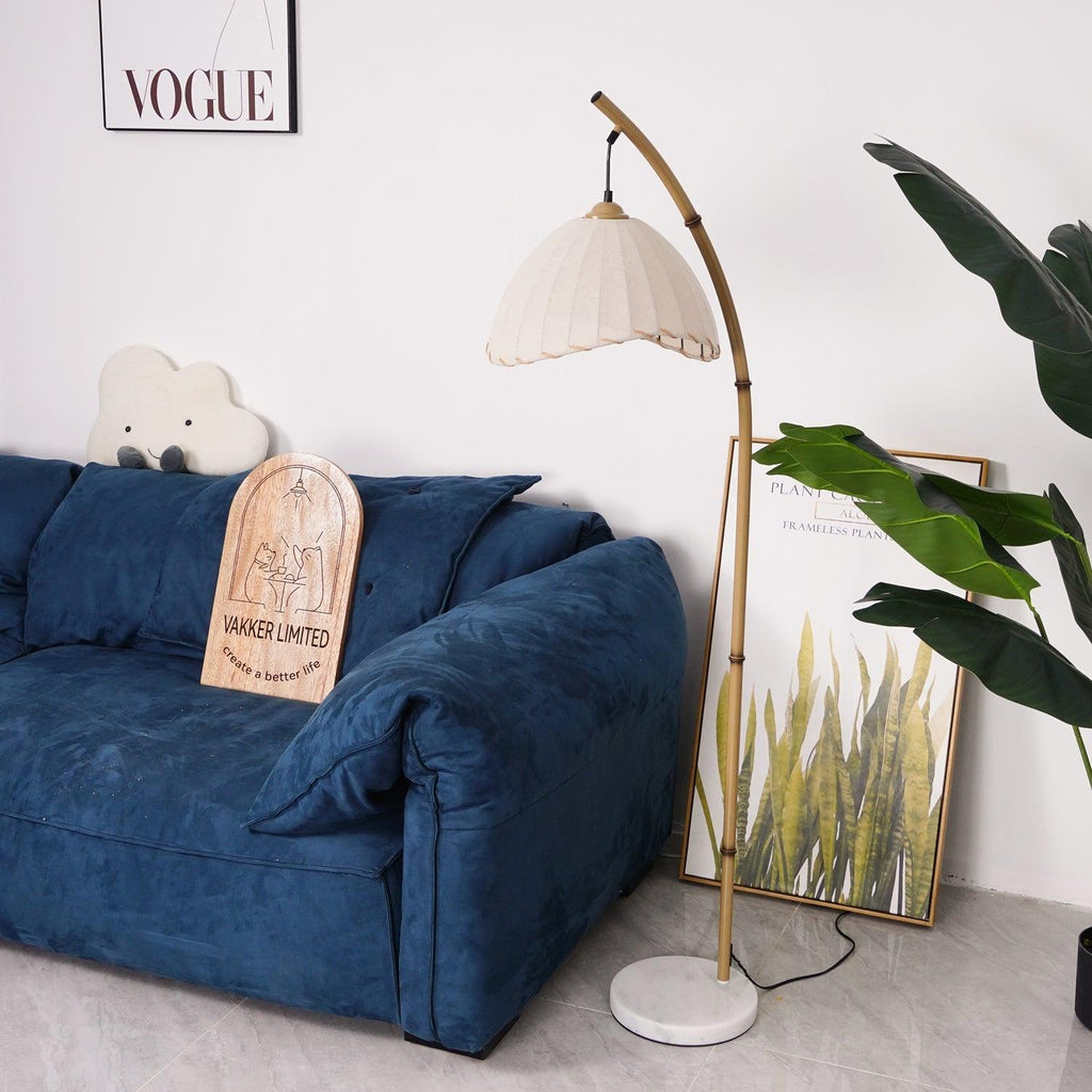 Lampada da terra Juremi – Bambù & Lino – Beige – 160 cm – Design scandinavo per soggiorno & illuminazione d'atmosfera