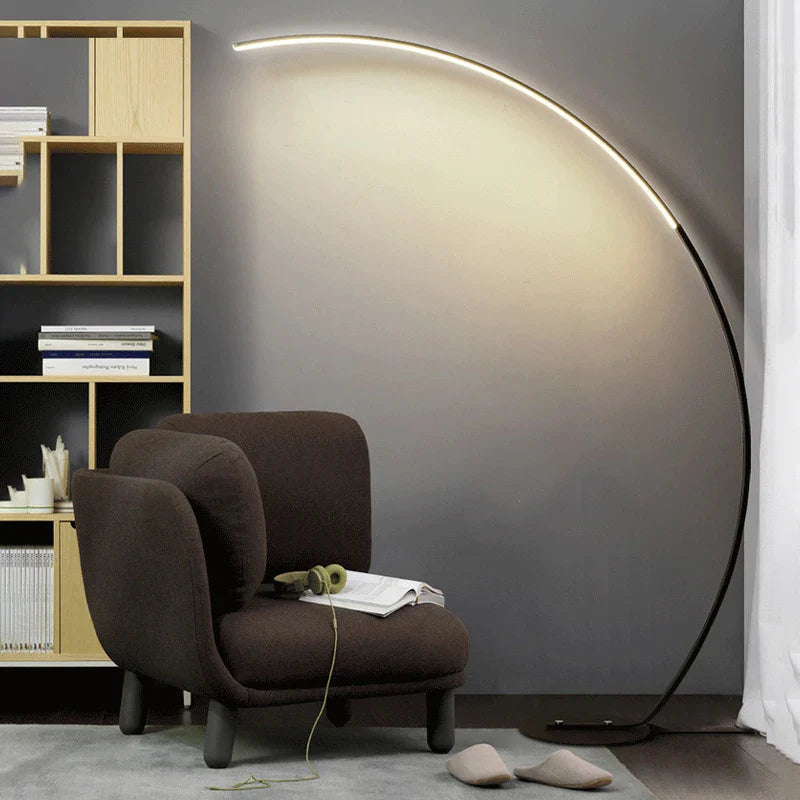 Lampada da terra – Alluminio e ferro – Nero – 170 cm – Lampada ad arco minimalista con illuminazione a LED