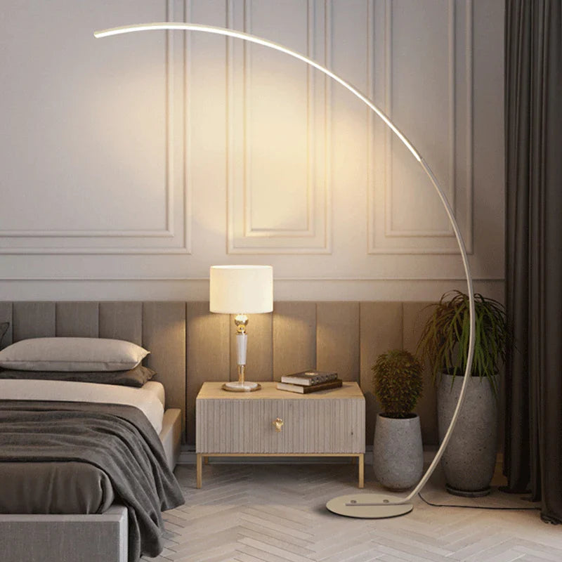 Lampada da terra – Alluminio e ferro – Nero – 170 cm – Lampada ad arco minimalista con illuminazione a LED