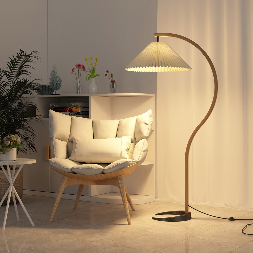 Lampada da terra – Legno – Beige – 150 cm – Design scandinavo per soggiorni e angoli lettura