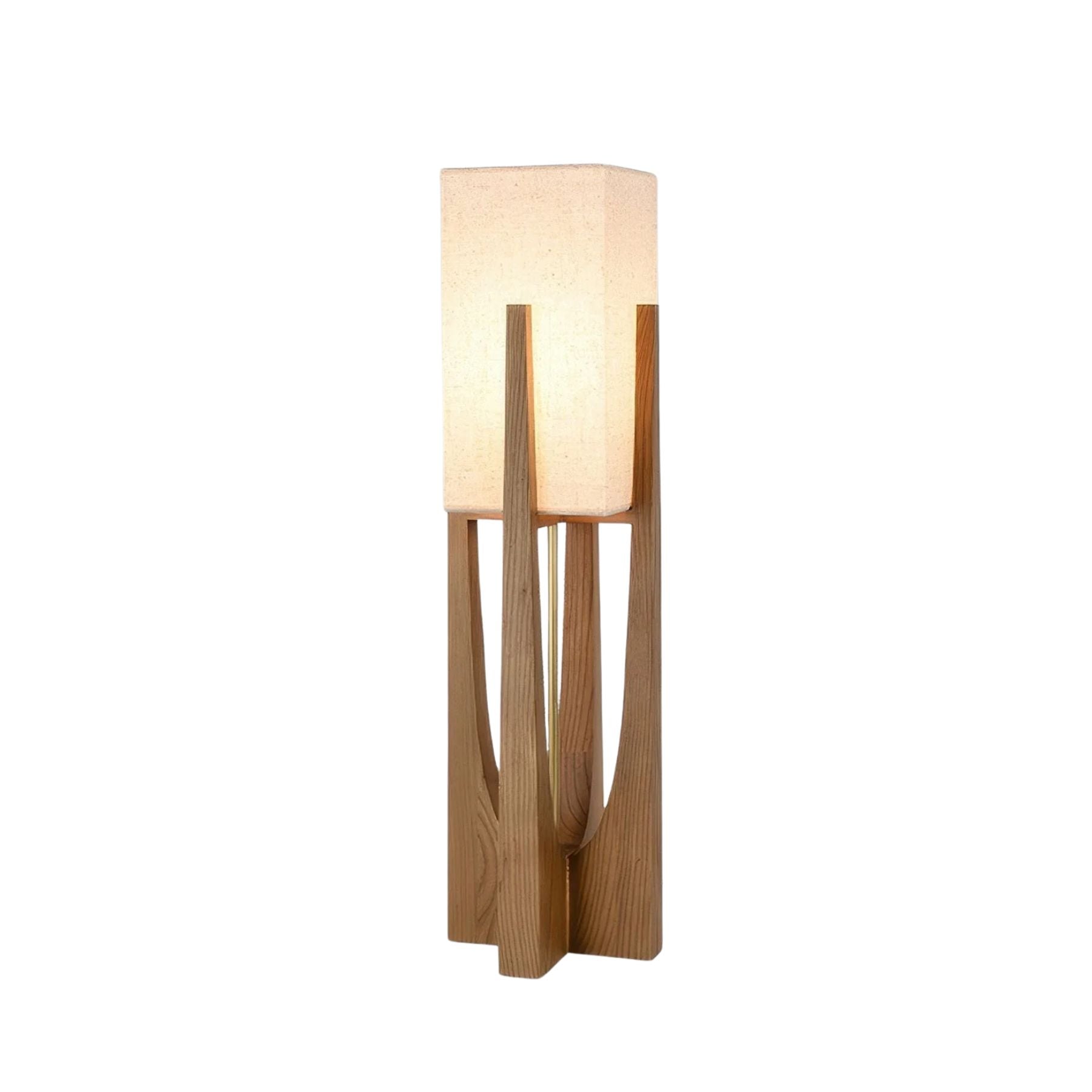 Lampada da terra – Legno & Tessuto – Naturale – 23×52 cm – Minimalista & Efficiente