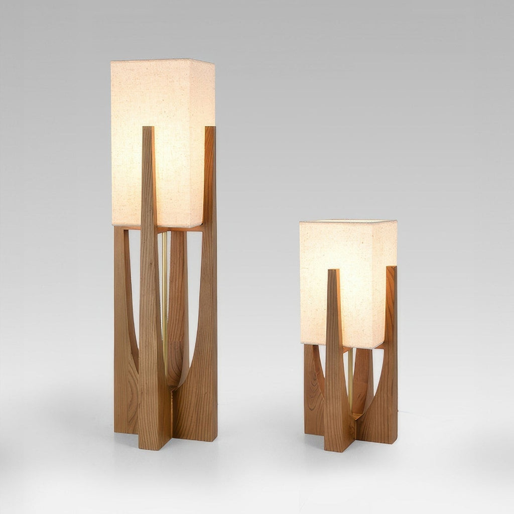 Lampada da terra – Legno & Tessuto – Naturale – 23×52 cm – Minimalista & Efficiente