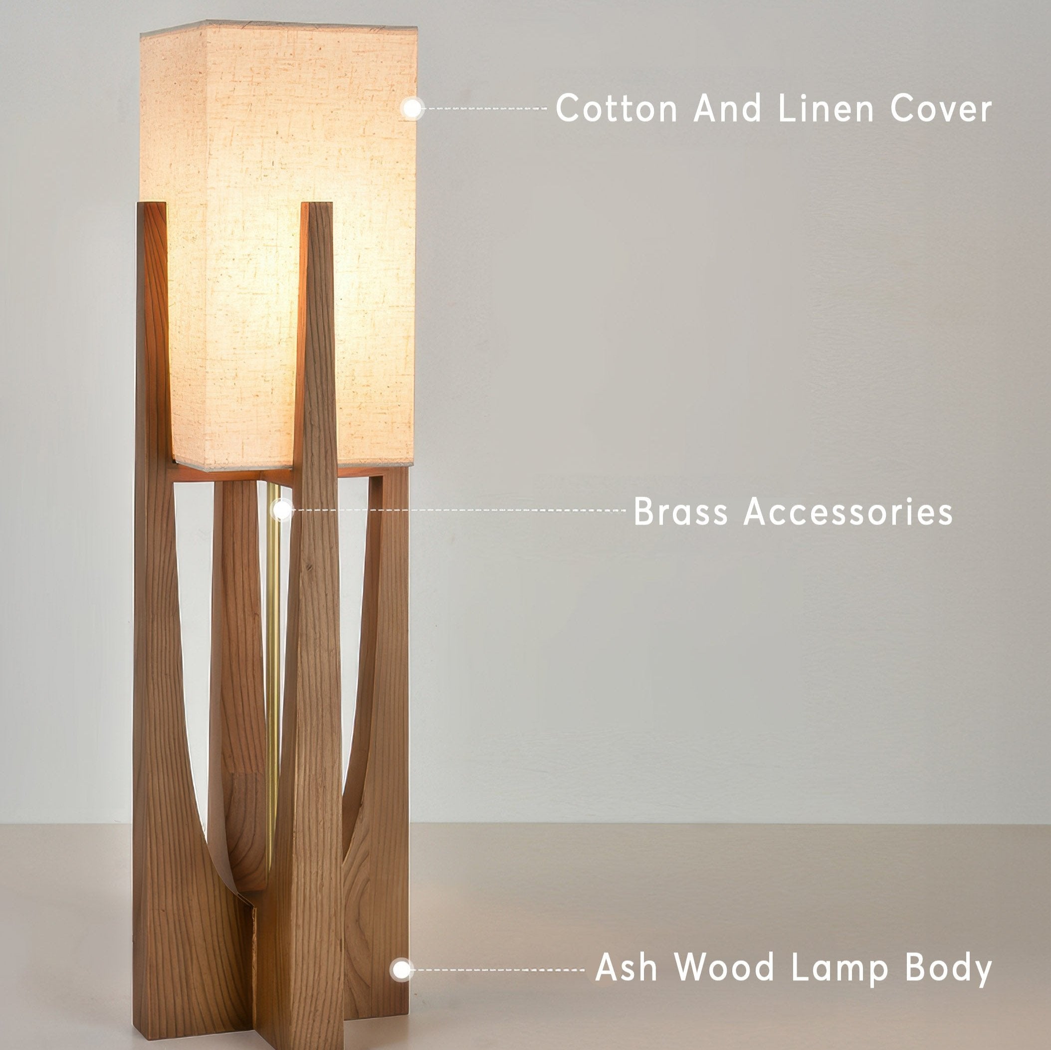 Lampada da terra – Legno & Tessuto – Naturale – 23×52 cm – Minimalista & Efficiente