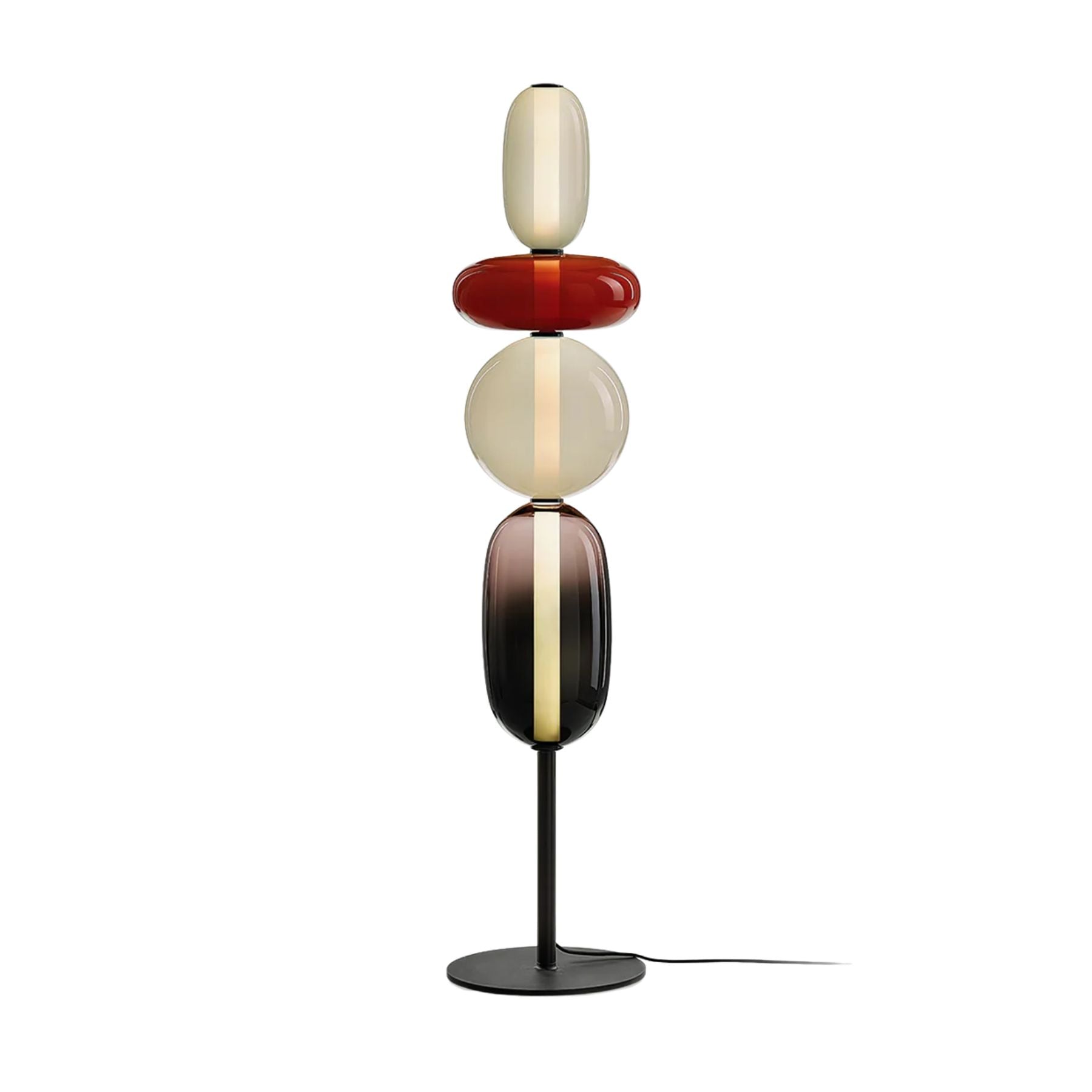 Lampada da terra – Cristallo – Rosso/Bianco/Nero – 130/160 cm – Lampada da terra LED moderna per soggiorno