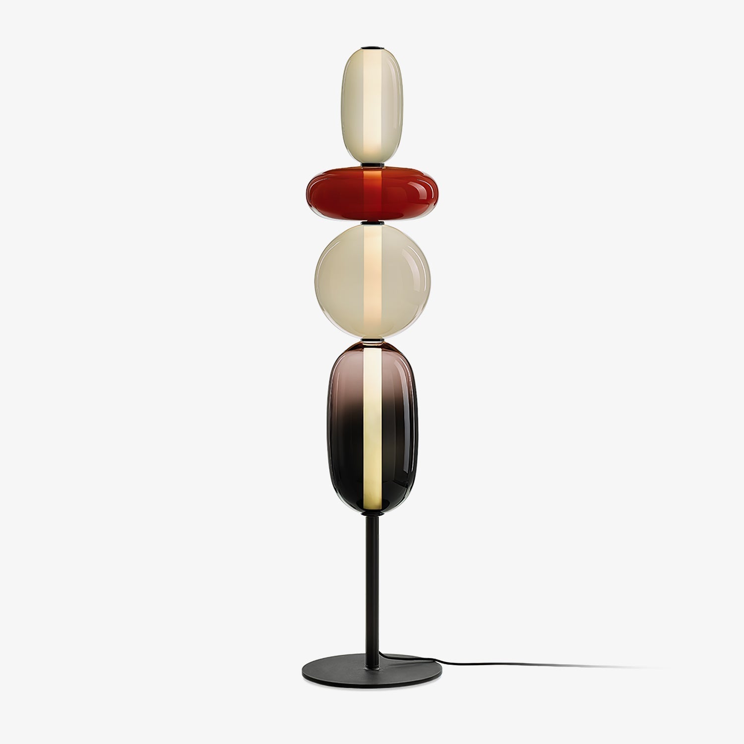 Lampada da terra – Cristallo – Rosso/Bianco/Nero – 130/160 cm – Lampada da terra LED moderna per soggiorno