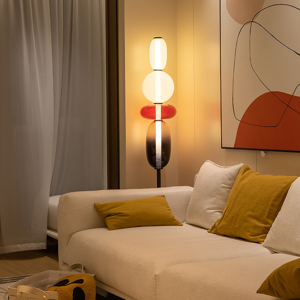 Lampada da terra – Cristallo – Rosso/Bianco/Nero – 130/160 cm – Lampada da terra LED moderna per soggiorno
