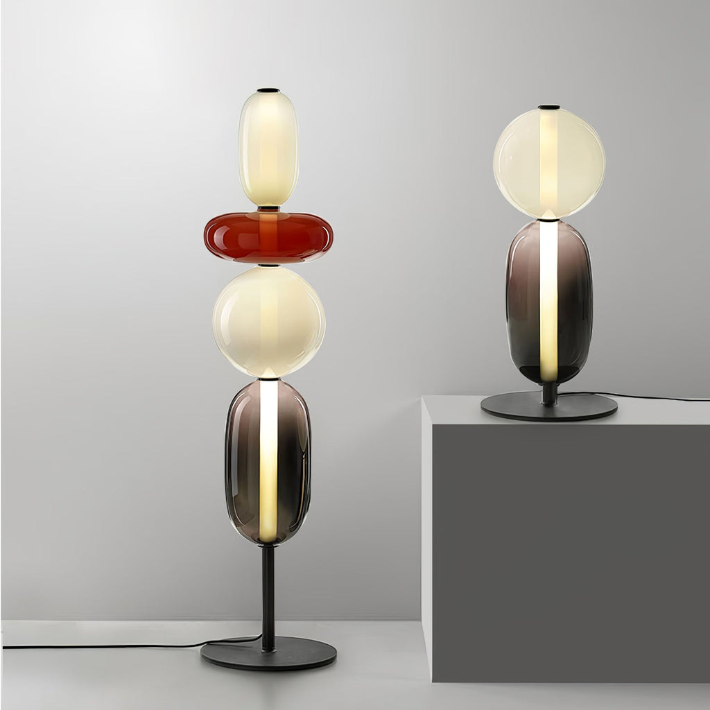 Lampada da terra – Cristallo – Rosso/Bianco/Nero – 130/160 cm – Lampada da terra LED moderna per soggiorno