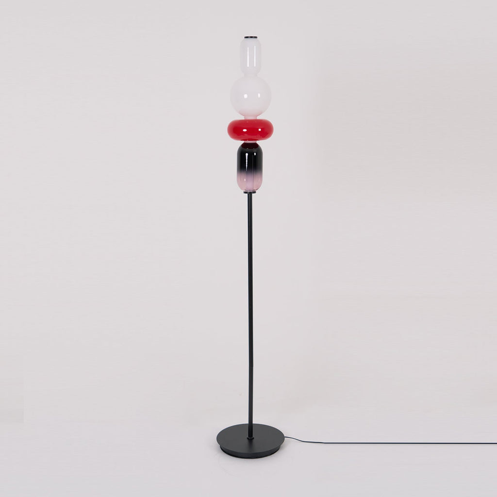 Lampada da terra – Cristallo – Rosso/Bianco/Nero – 130/160 cm – Lampada da terra LED moderna per soggiorno