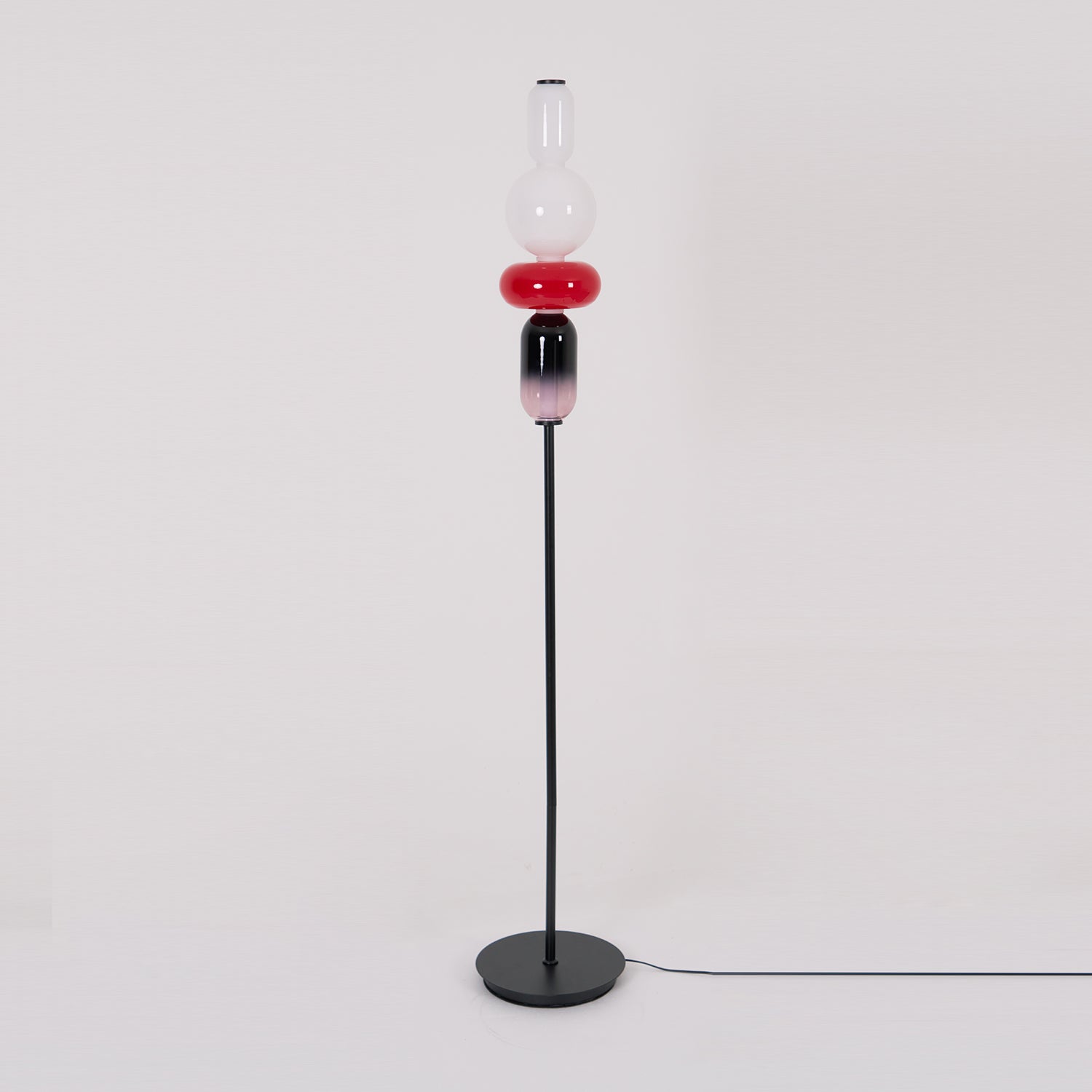 Lampada da terra – Cristallo – Rosso/Bianco/Nero – 130/160 cm – Lampada da terra LED moderna per soggiorno