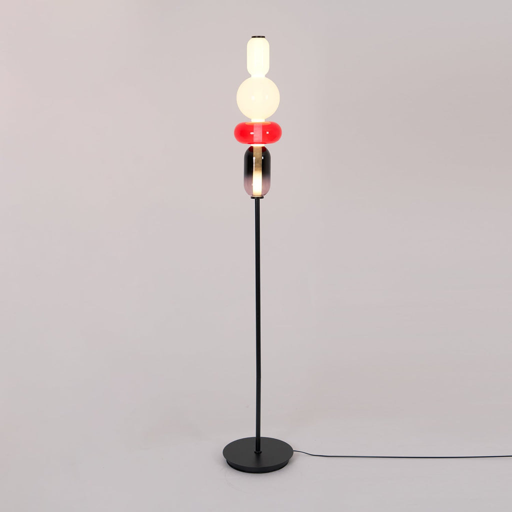 Lampada da terra – Cristallo – Rosso/Bianco/Nero – 130/160 cm – Lampada da terra LED moderna per soggiorno
