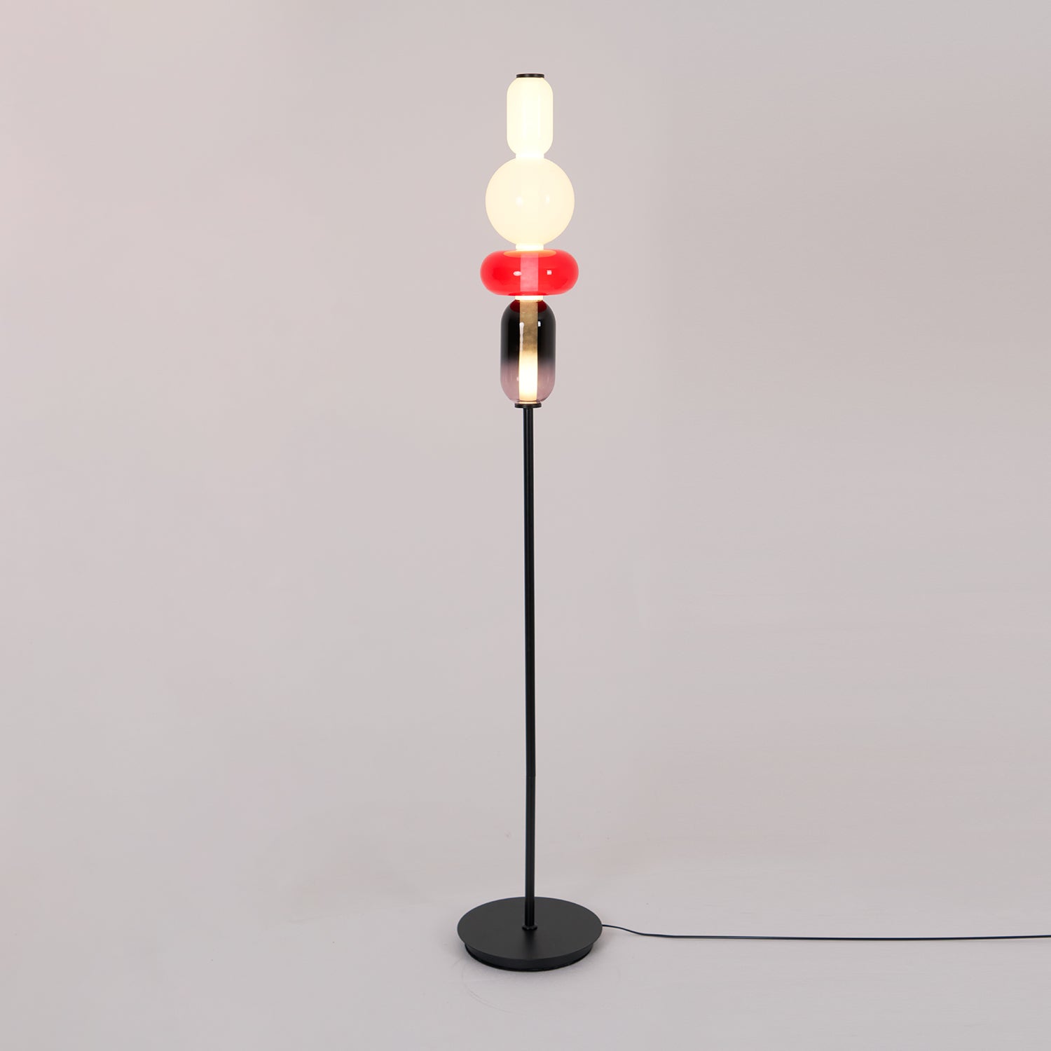 Lampada da terra – Cristallo – Rosso/Bianco/Nero – 130/160 cm – Lampada da terra LED moderna per soggiorno