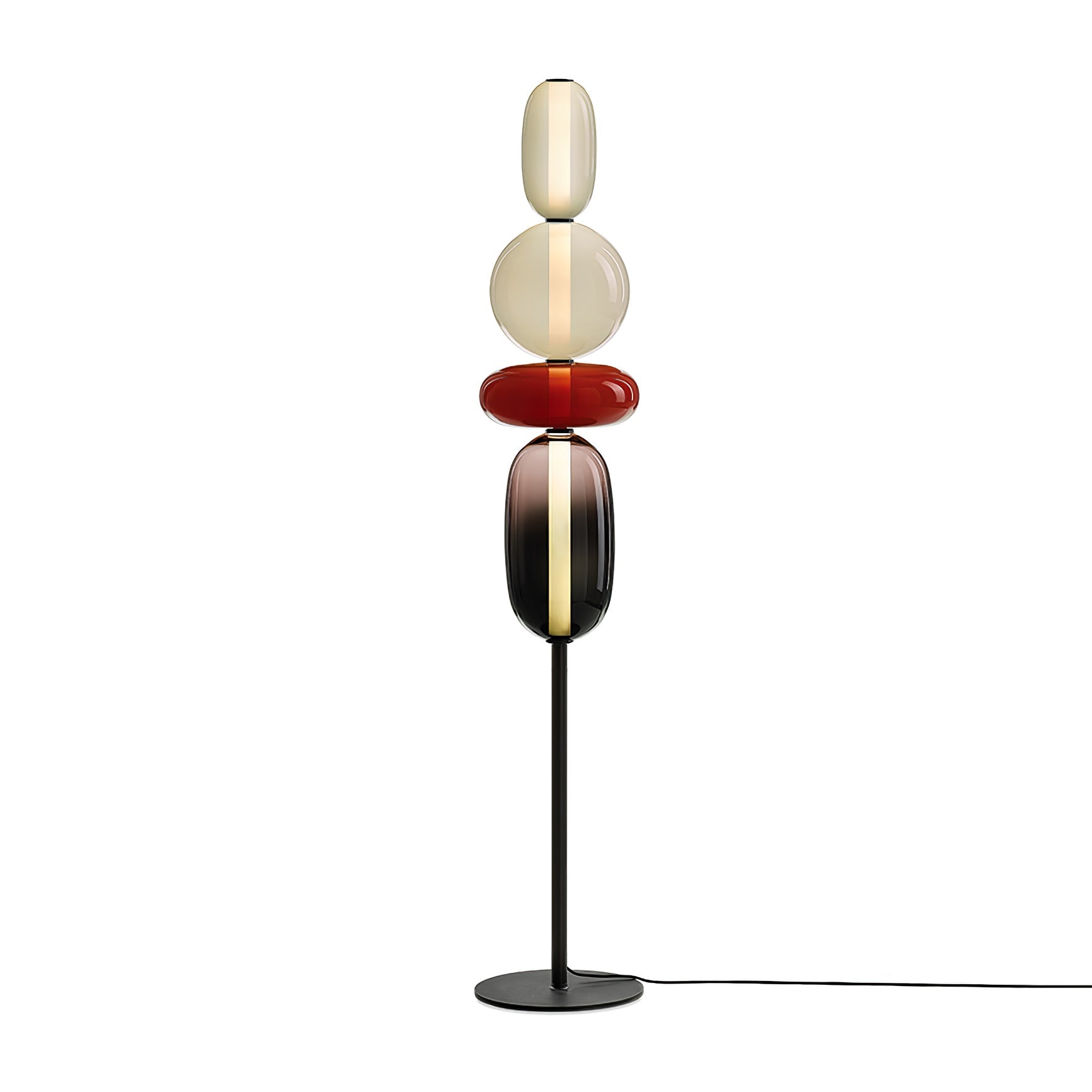 Lampada da terra – Cristallo – Rosso/Bianco/Nero – 130/160 cm – Lampada da terra LED moderna per soggiorno